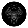 Black And White Taurus Sign Print Round Floor Mat