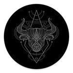Black And White Taurus Sign Print Round Floor Mat