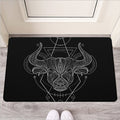 Black And White Taurus Sign Print Rubber Doormat