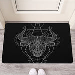 Black And White Taurus Sign Print Rubber Doormat