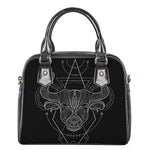 Black And White Taurus Sign Print Shoulder Handbag