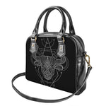 Black And White Taurus Sign Print Shoulder Handbag