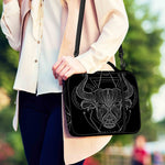 Black And White Taurus Sign Print Shoulder Strap Bible Bag