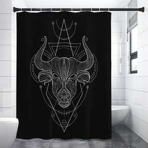 Black And White Taurus Sign Print Shower Curtain