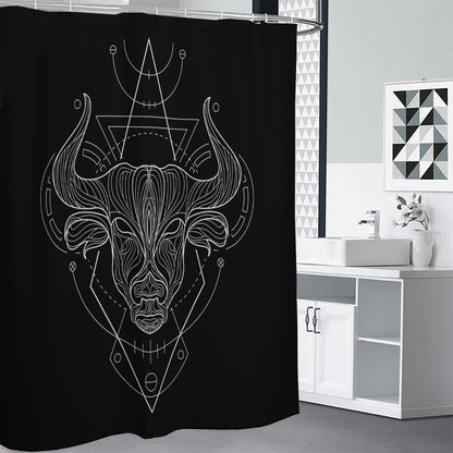 Black And White Taurus Sign Print Shower Curtain