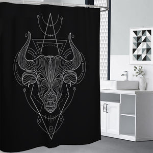 Black And White Taurus Sign Print Shower Curtain