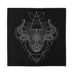 Black And White Taurus Sign Print Silk Bandana
