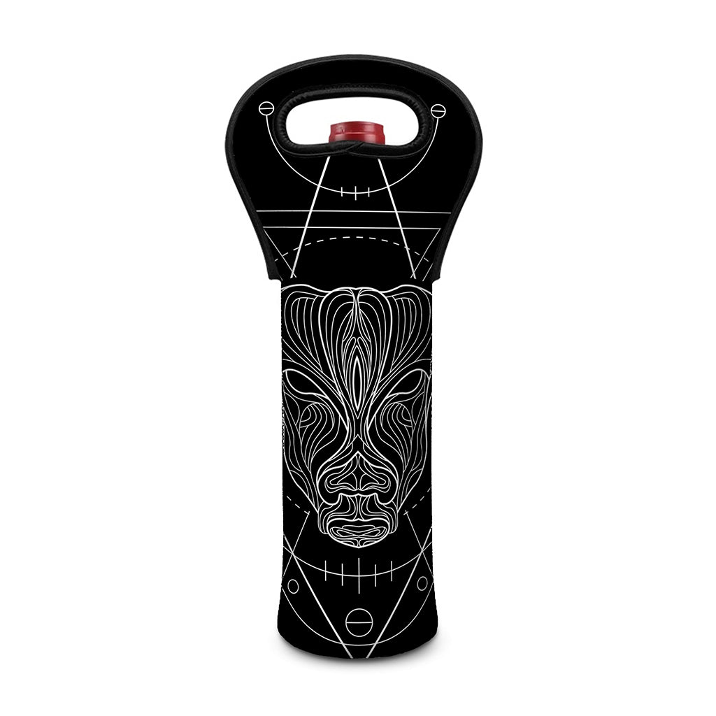 Black And White Taurus Sign Print Single Neoprene Wine Tote