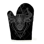 Black And White Taurus Sign Print Single Oven Mitt