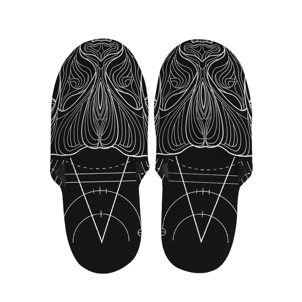 Black And White Taurus Sign Print Slippers