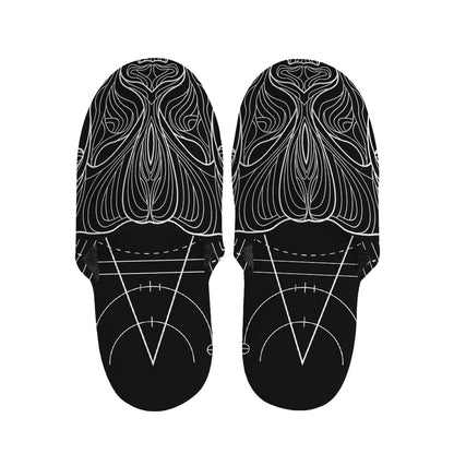 Black And White Taurus Sign Print Slippers