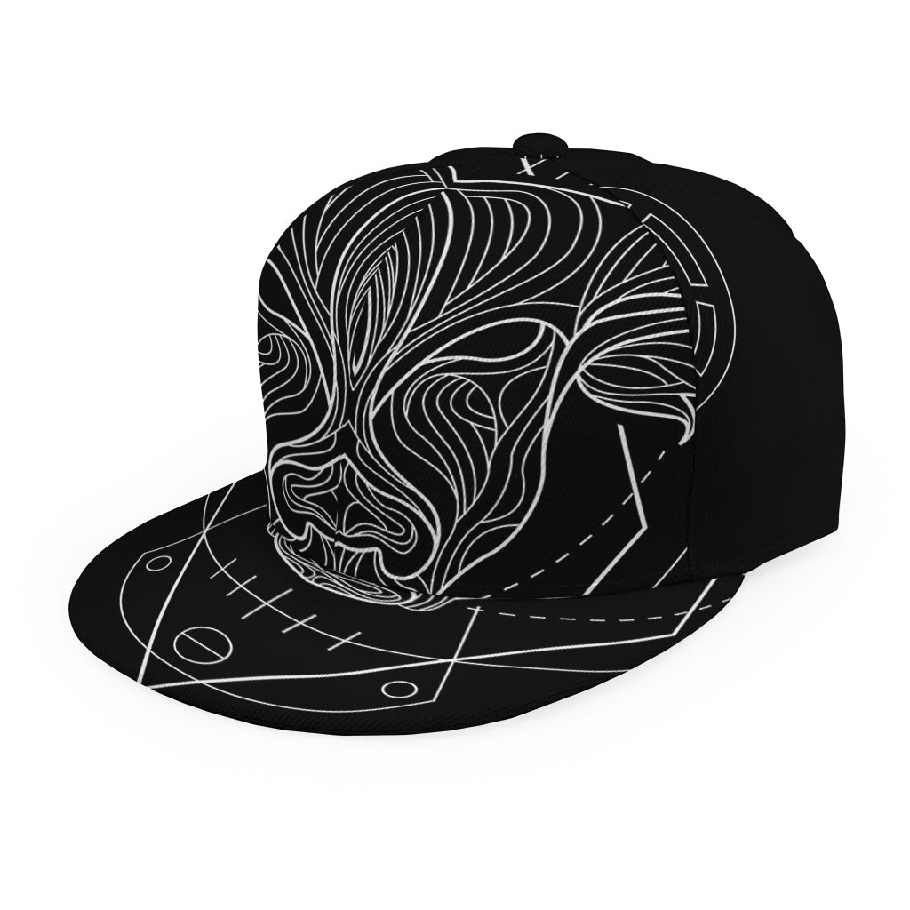 Black And White Taurus Sign Print Snapback Cap