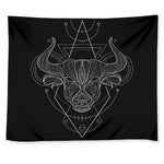 Black And White Taurus Sign Print Tapestry