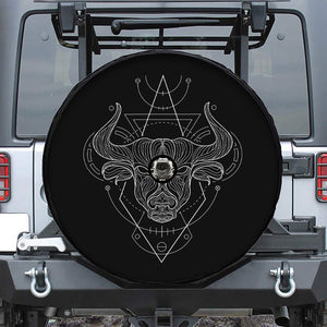 Black And White Taurus Sign Print Tire Cover With Camera Hole