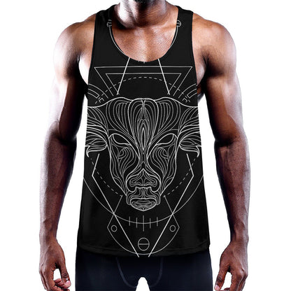 Black And White Taurus Sign Print Training Tank Top