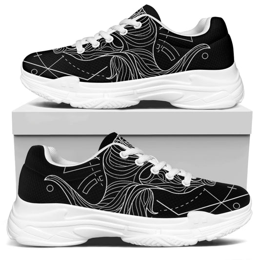 Black And White Taurus Sign Print White Chunky Shoes