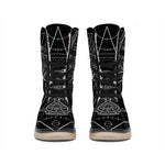 Black And White Taurus Sign Print Winter Boots