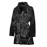Black And White Taurus Sign Print Women's Bathrobe