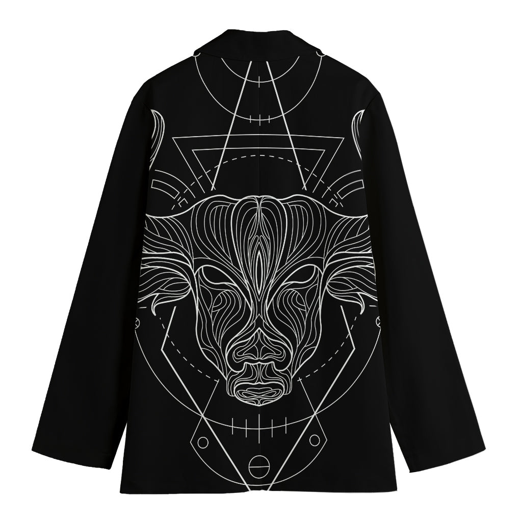 Black And White Taurus Sign Print Women's Blazer
