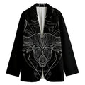 Black And White Taurus Sign Print Women's Cotton Blazer