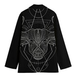 Black And White Taurus Sign Print Women's Cotton Blazer