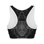Black And White Taurus Sign Print Women's Sports Bra