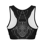 Black And White Taurus Sign Print Women's Sports Bra