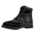 Black And White Taurus Sign Print Padded Collar Lace Up Boots