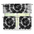 Black And White Tie Dye Print 3 Piece Kitchen Curtains