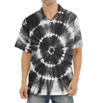 Black And White Tie Dye Print Aloha Shirt