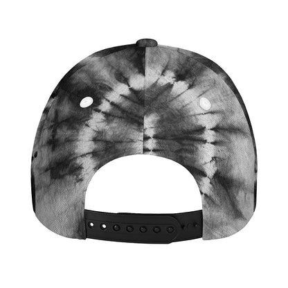 Black And White Tie Dye Print Baseball Cap