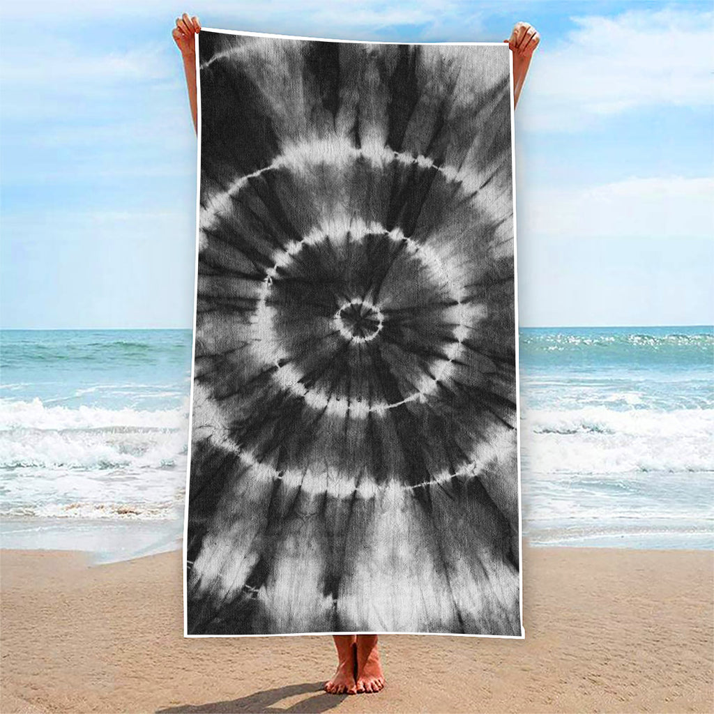 Black And White Tie Dye Print Beach Towel