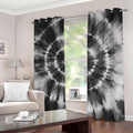Black And White Tie Dye Print Dimout Grommet Curtains