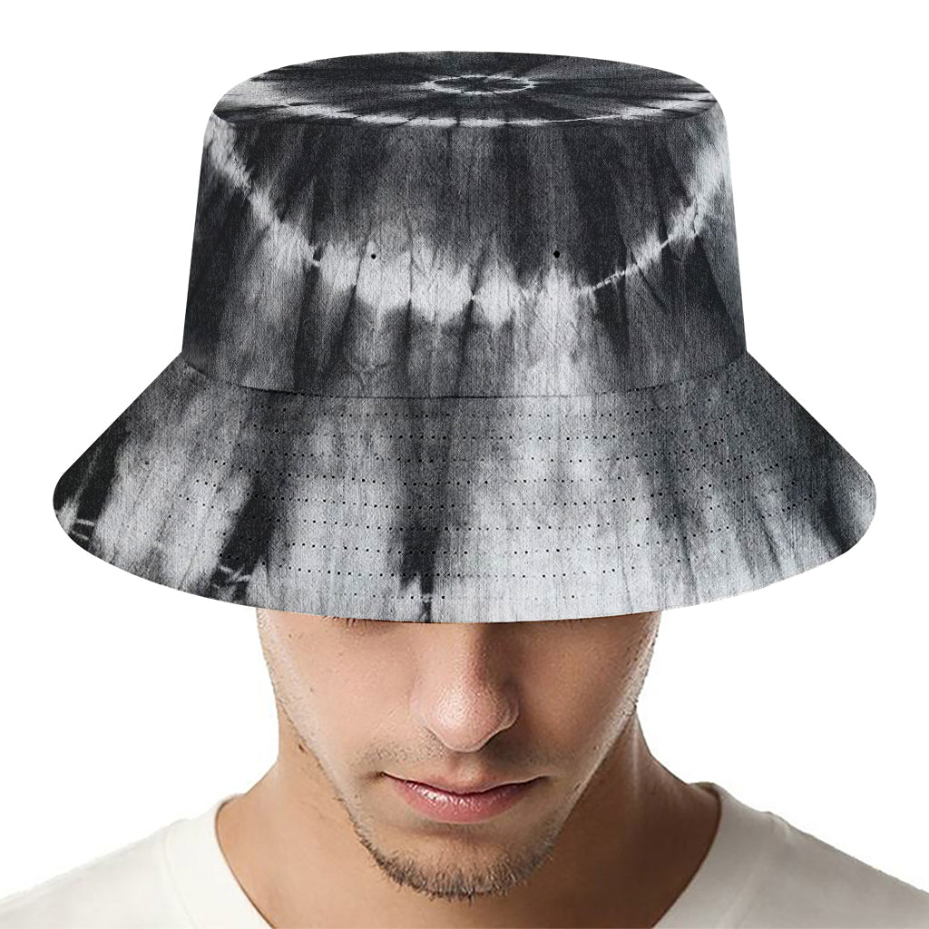 Black And White Tie Dye Print Bucket Hat