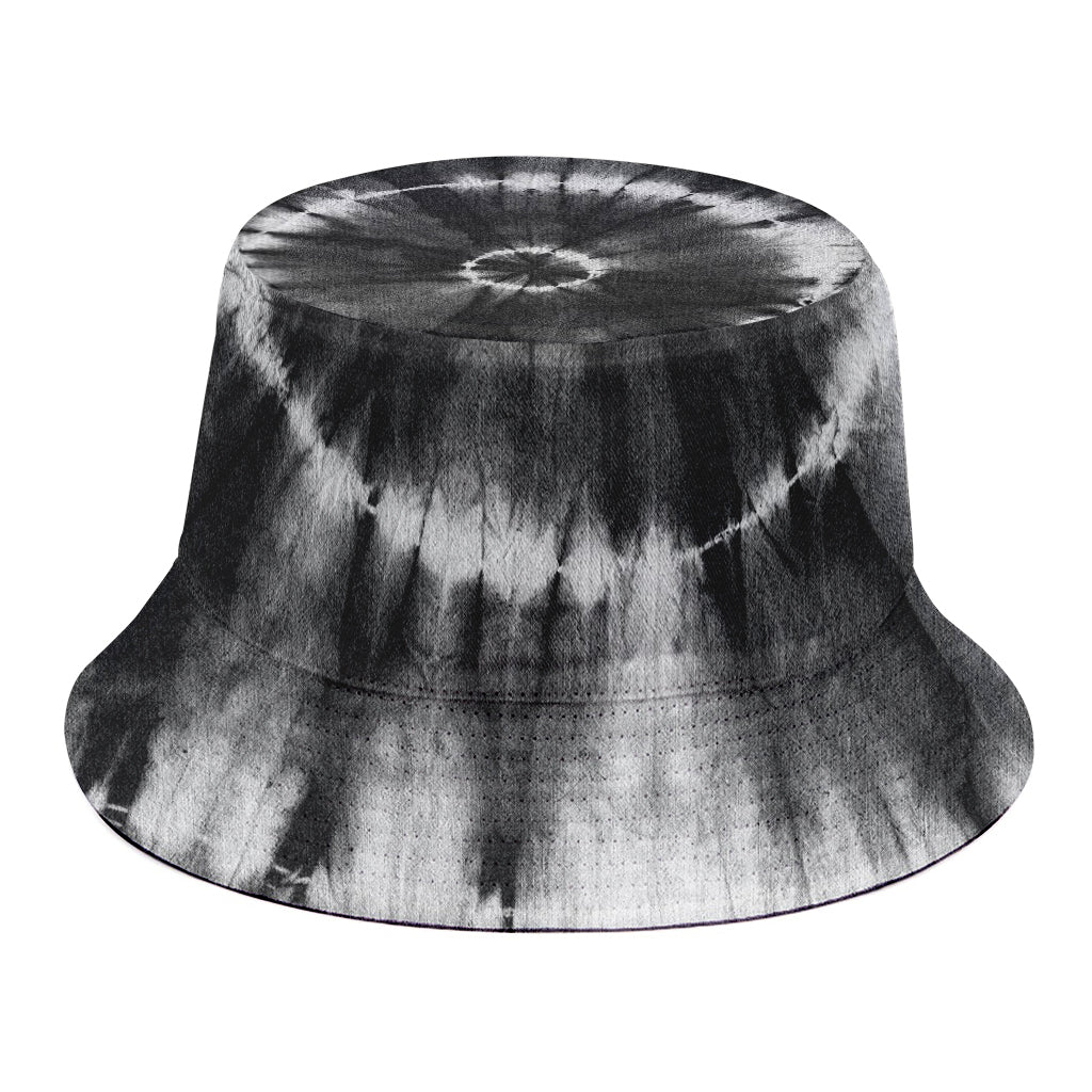 Black And White Tie Dye Print Bucket Hat