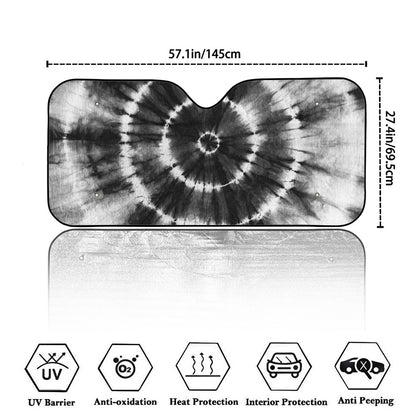 Black And White Tie Dye Print Car Windshield Sun Shade