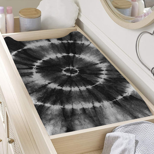 Black And White Tie Dye Print Changing Pad Cover