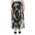 Black And White Tie Dye Print Chiffon Maxi Skirt