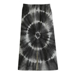 Black And White Tie Dye Print Cotton Front Slit Maxi Skirt