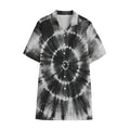 Black And White Tie Dye Print Cotton Hawaiian Shirt