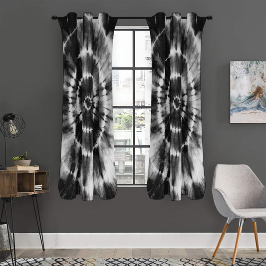 Black And White Tie Dye Print Curtain
