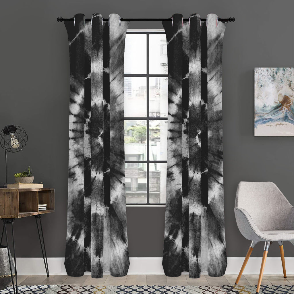 Black And White Tie Dye Print Curtain