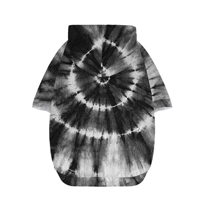 Black And White Tie Dye Print Dog Zip Up Hoodie
