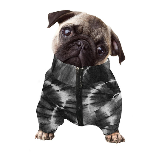 Black And White Tie Dye Print Dog Zip Up Jacket