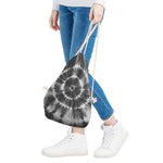 Black And White Tie Dye Print Drawstring Bag