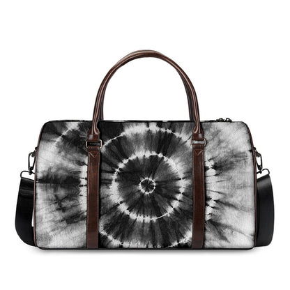 Black And White Tie Dye Print Duffle Bag