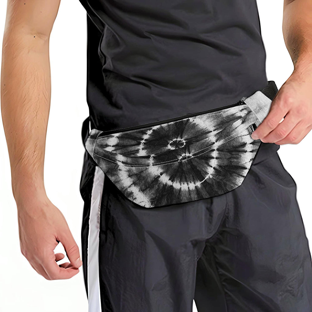 Black And White Tie Dye Print Fanny Pack