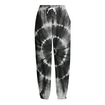 Black And White Tie Dye Print Fleece Lined Knit Pants