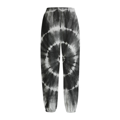 Black And White Tie Dye Print Fleece Lined Knit Pants