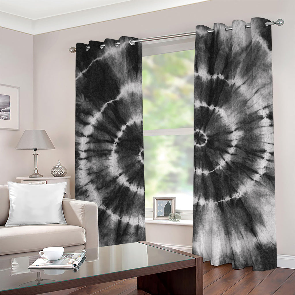 Black And White Tie Dye Print Grommet Curtains